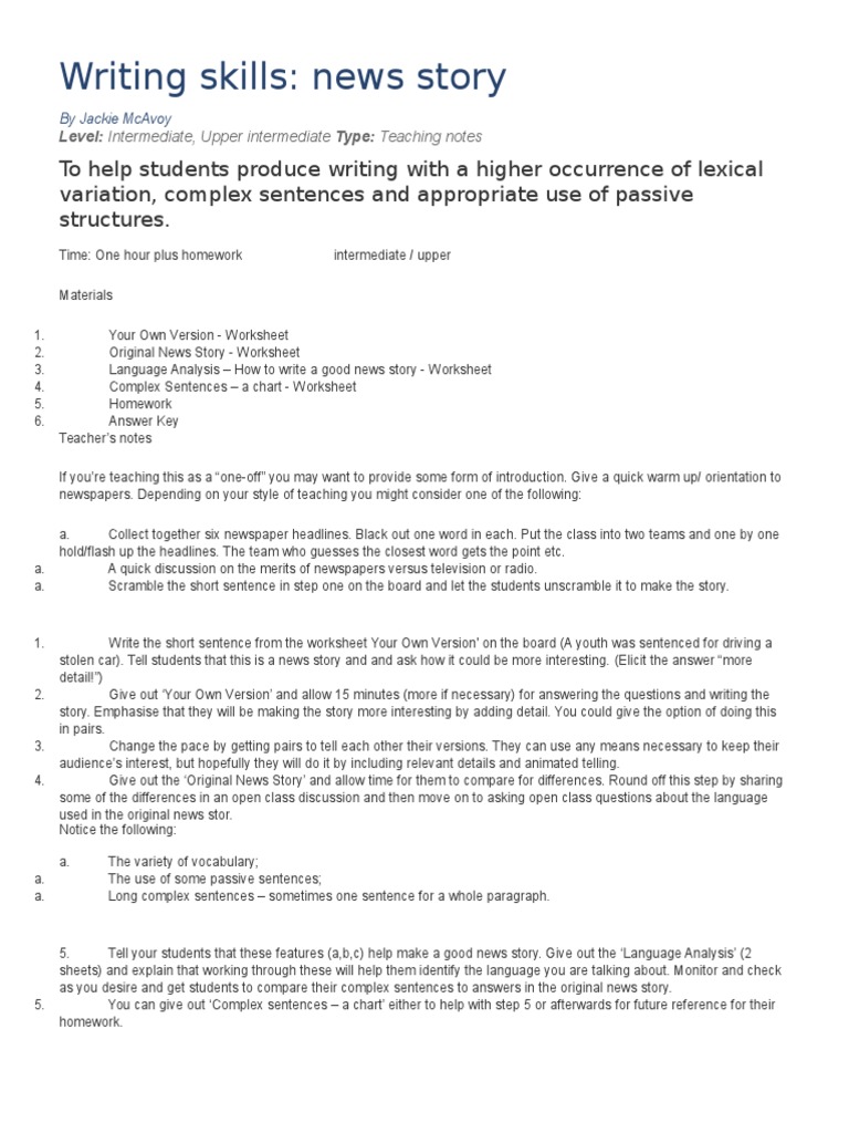 newspaper worksheets pdf writing a newspaper article lesson plan